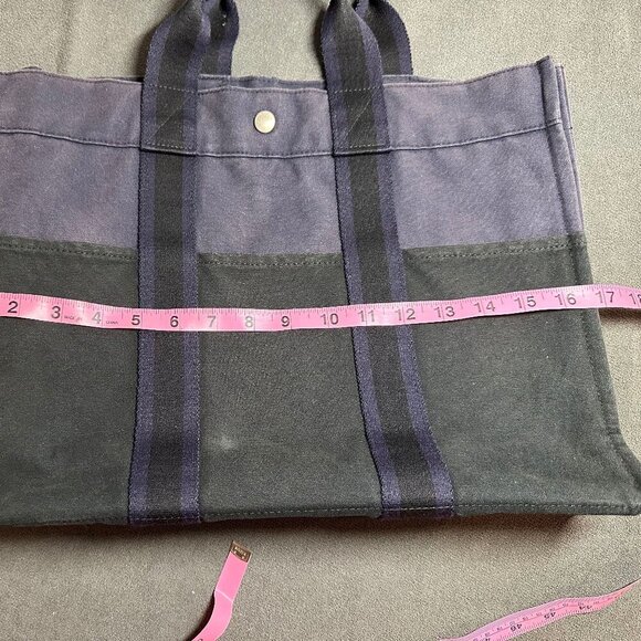 🖤 HERMÈS FOULE MM TOTE - BLACK NAVY HANDBAG 🖤 - Picture 12 of 13